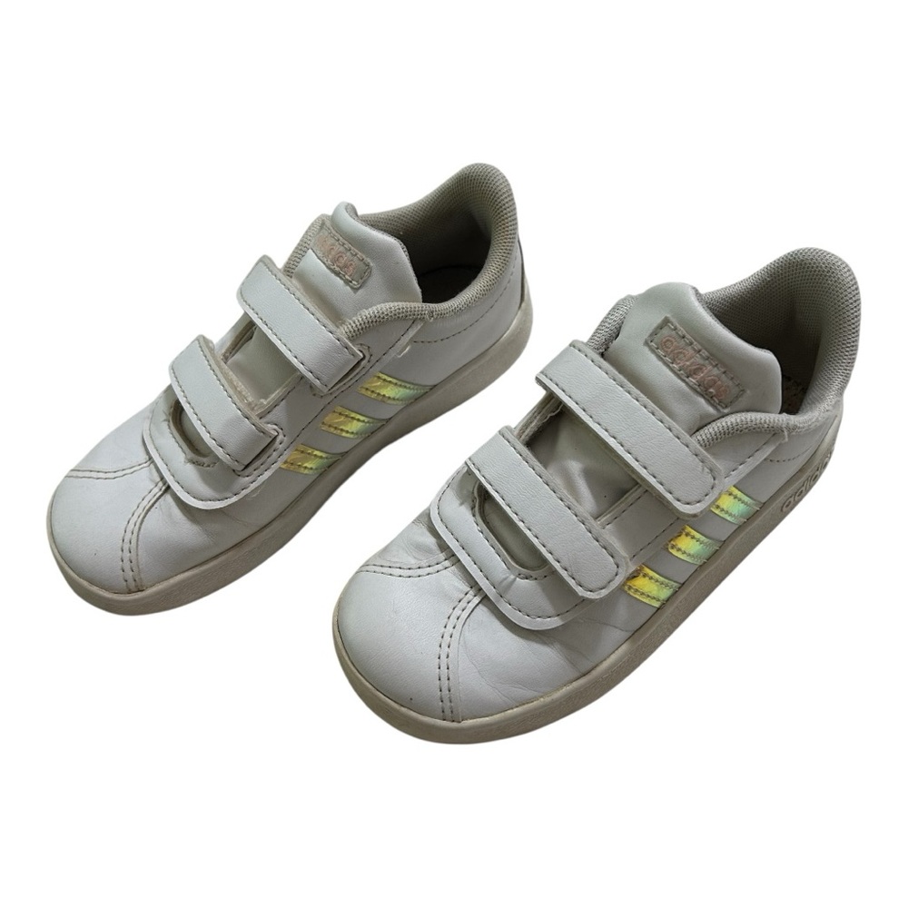 Kids adidas White Sneakers with Velcro Straps. Size 10 toddler. School shoes